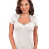 Piped Sophia Top in Ivory